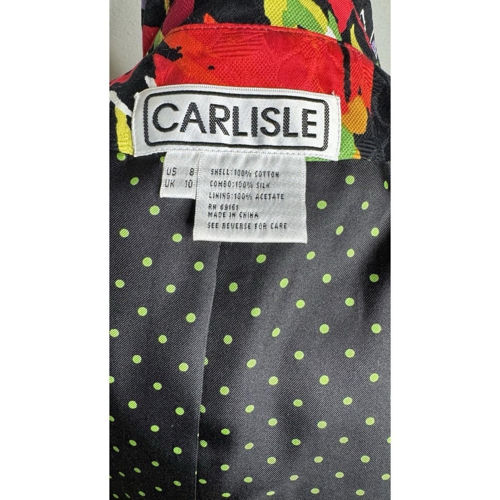 Carlisle, VTG 90s Black Floral Blazer, Short Scalloped Hem - Picture 8 of 9